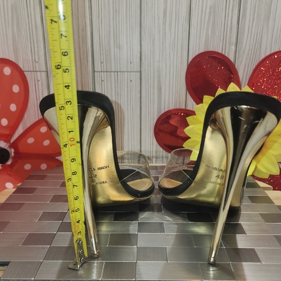 Jessica Rich Black and Gold Clear Heels - Picture 4 of 8